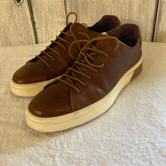 JACHS NEW YORK brown leather lace up sneaker shoe size 8.5 - Picture 1 of 8